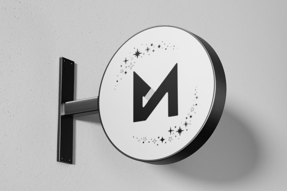 round outdoor sign mockup